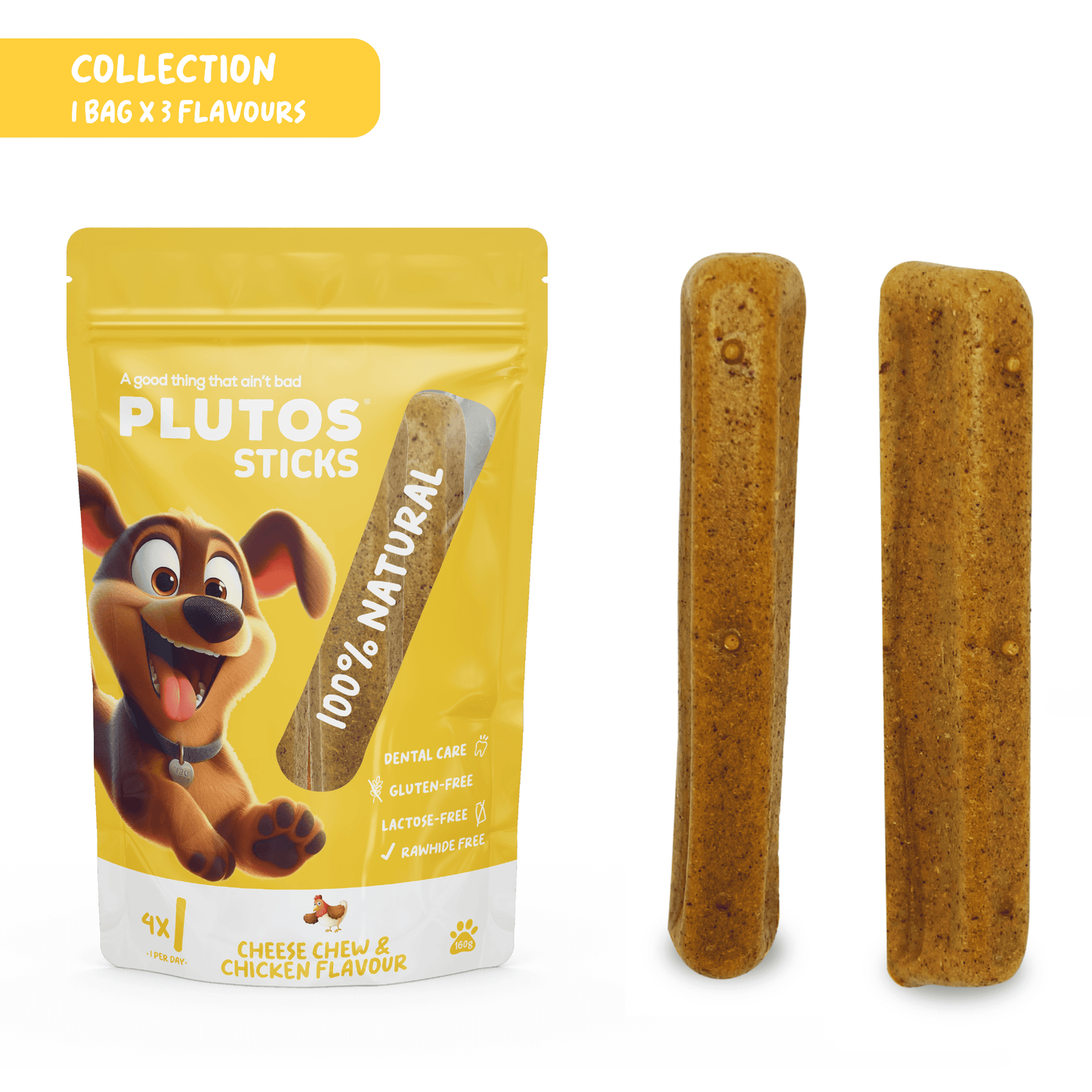 PLUTOS Sticks Cheese Chew - Peanut Butter, Salmon & Chicken