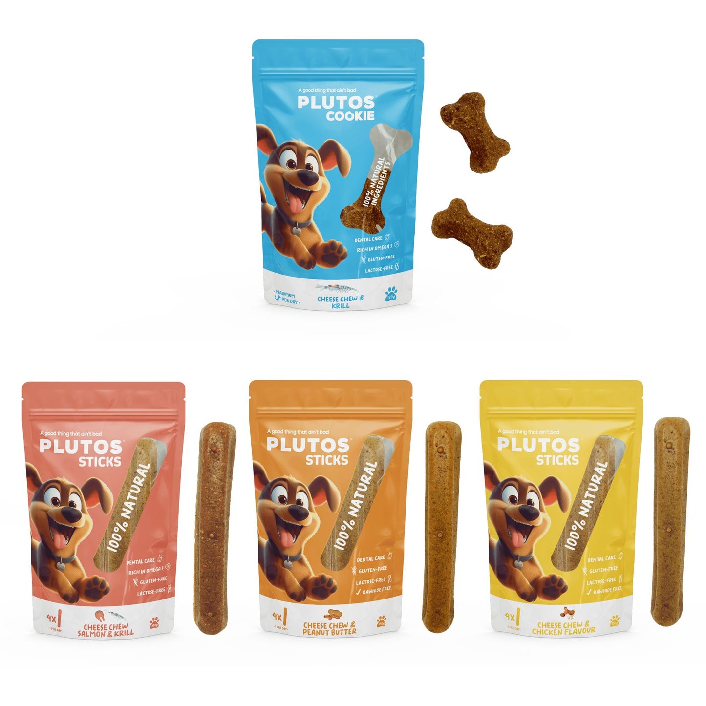 PLUTOS Sticks Cheese Chew - Peanut Butter, Salmon & Chicken