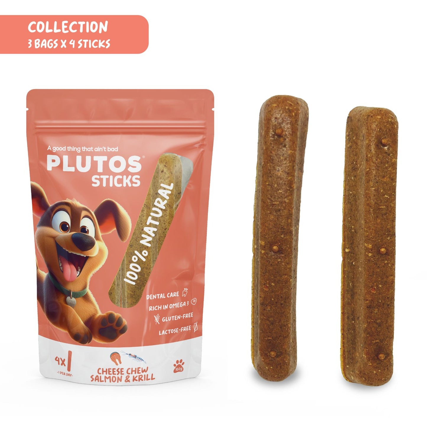 PLUTOS Sticks Cheese Chew - Peanut Butter, Salmon & Chicken