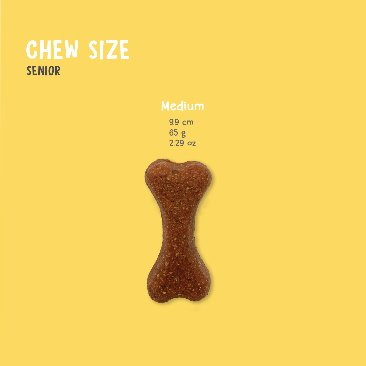 Plutos Senior Cheese & Krill Chew — product size comparison, gentle casein chew for older dogs