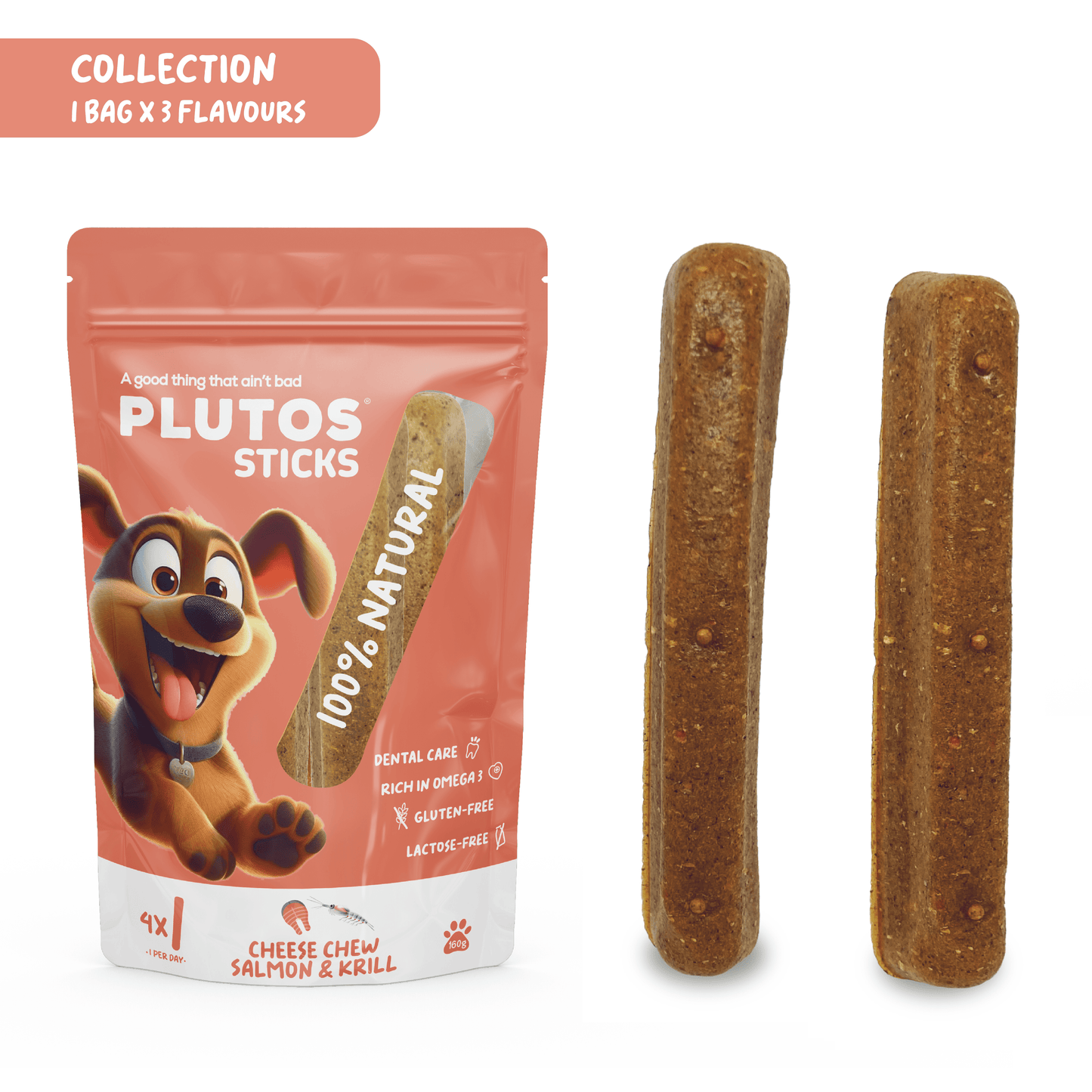 PLUTOS Sticks Cheese Chew - Peanut Butter, Salmon & Chicken